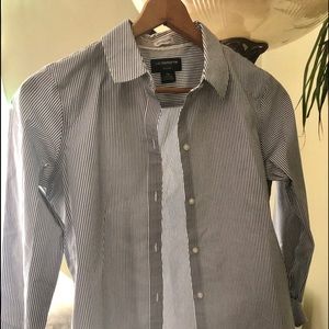 Liz Claiborne Gray and white pinstripe  shirt